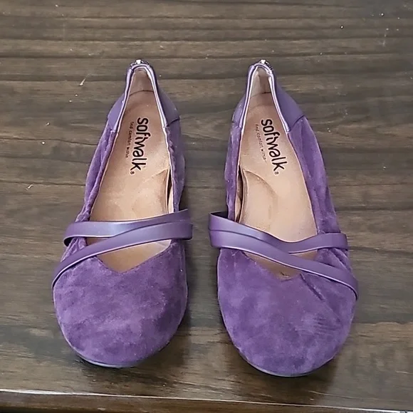 SoftWalk | Shoes | Software Purple Suede Ballet Flat Shoes Size 9 | Poshmark